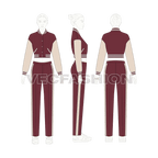Women game sweatsuit flat sketch, croqui sketch