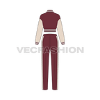 Women game sweatsuit flat sketch, back view