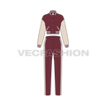 Women game sweatsuit flat sketch, front view