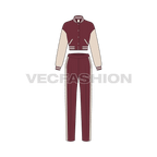 Women game sweatsuit flat sketch, front view