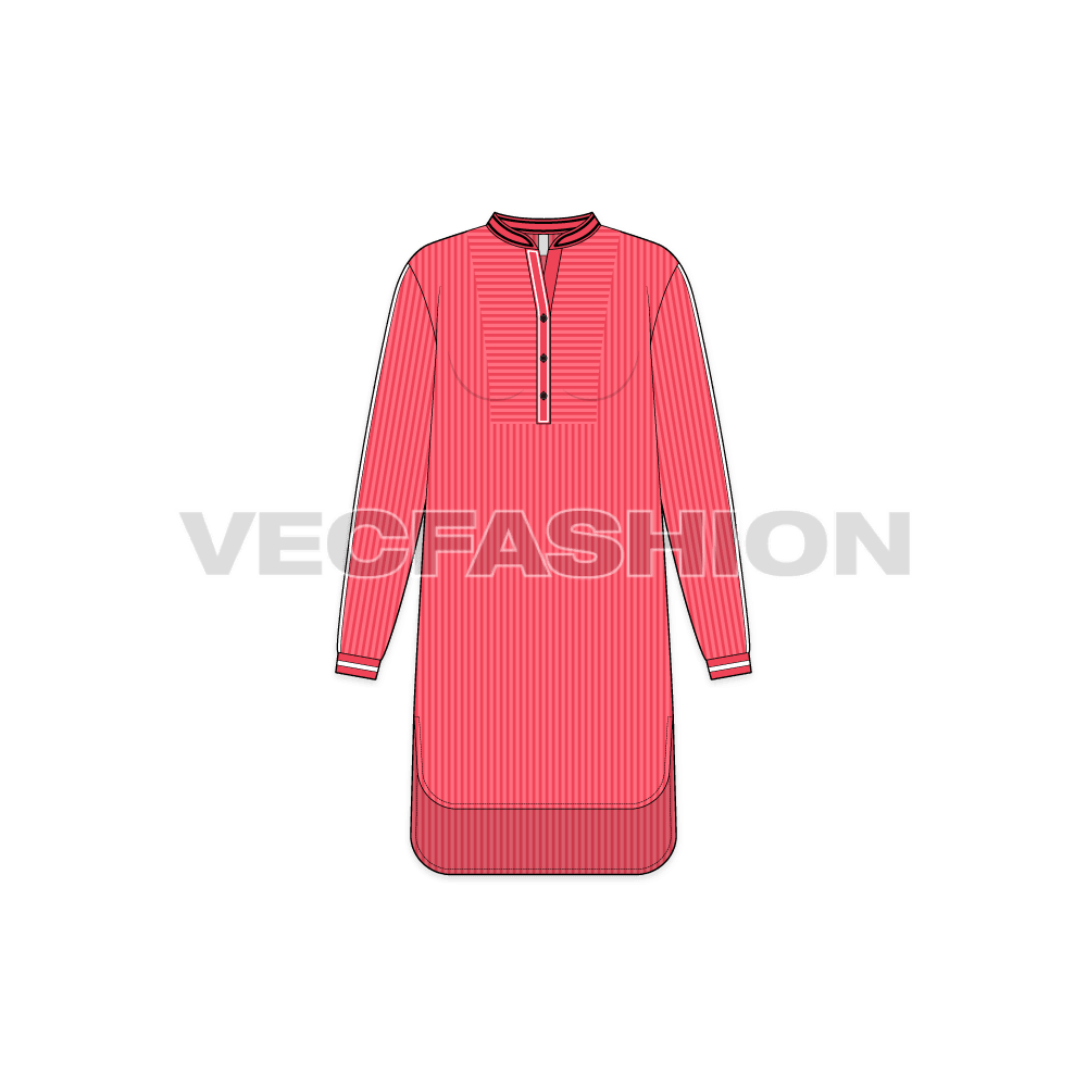 Women kurti flat sketch flat sketch, front view