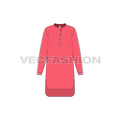 Women kurti flat sketch flat sketch, front view