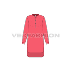 Women kurti flat sketch flat sketch, front view