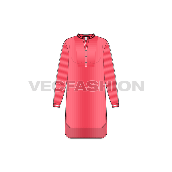 Women Kurti Flat Sketch Vecfashion