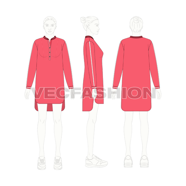 Women Kurti Flat Sketch Vecfashion