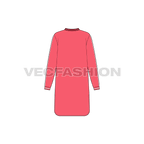 Women kurti flat sketch flat sketch, back view