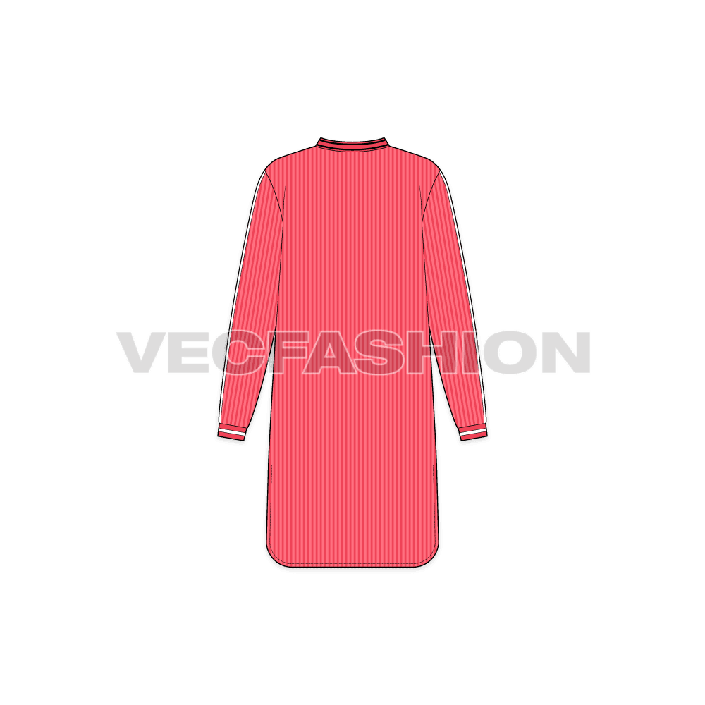 Women kurti flat sketch flat sketch, back view