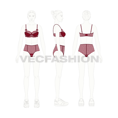 Flat Fashion Industrial Sketch Template - Bra And Panties Lingerie Sets  Stock Photo, Picture and Royalty Free Image. Image 55784603.