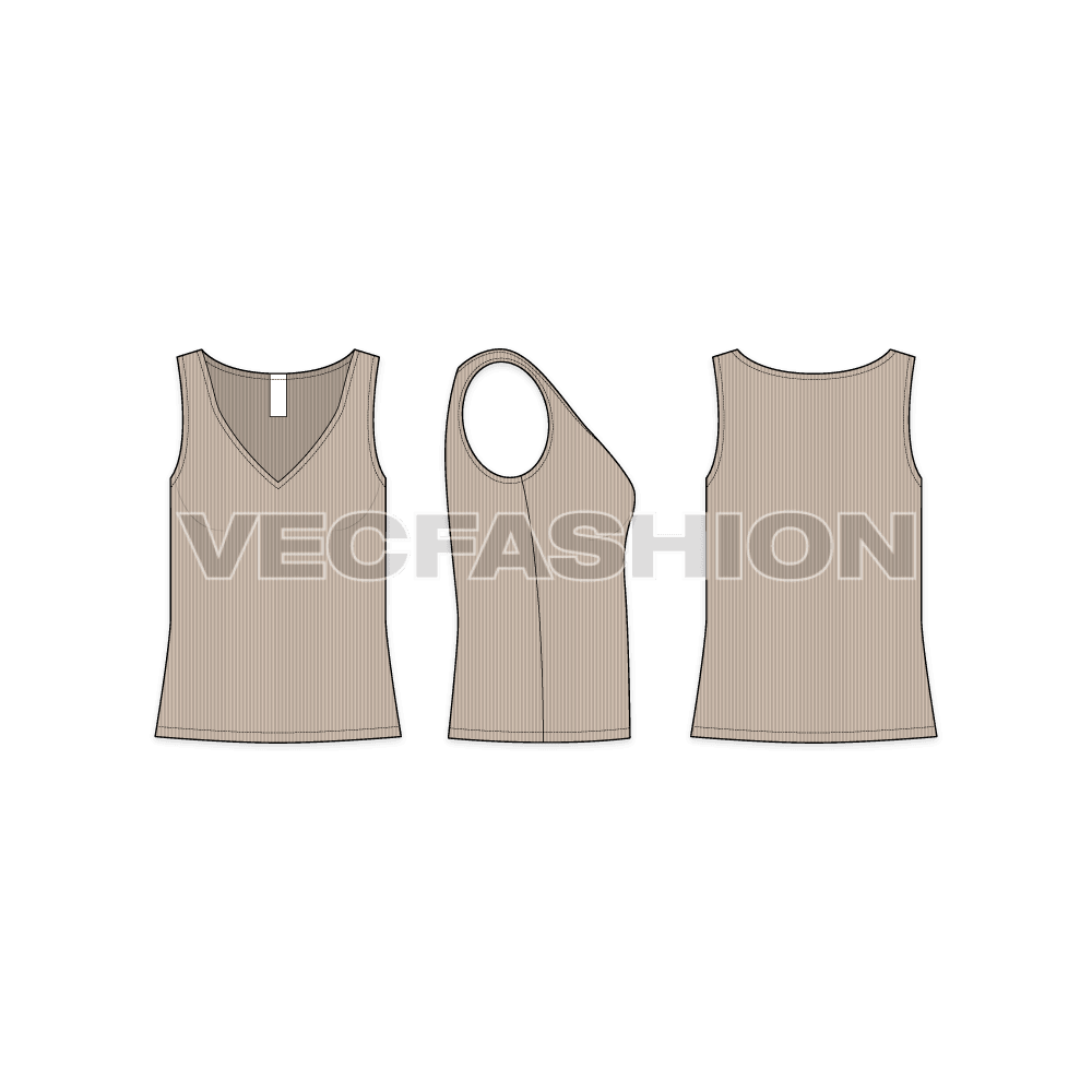 Women loungewear set, three piece flat sketch, v neck top