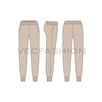 Women loungewear set, three piece flat sketch, bottoms