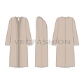 Women loungewear set, three piece flat sketch, gown vector