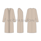 Women loungewear set, three piece flat sketch, gown vector