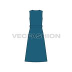 Women sleeveless kurti flat sketch, back view