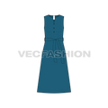 Women sleeveless kurti flat sketch, front view