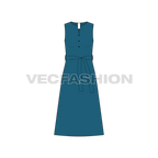 Women sleeveless kurti flat sketch, front view