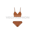Women spaghetti strap lingerie set flat sketch, front view