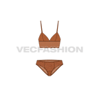Women spaghetti strap lingerie set flat sketch, front view