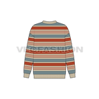 Womens striped pullover sweater flat sketch, back view