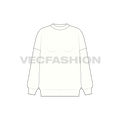 Womens winter oversized sweater flat sketch, front view