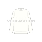 Womens winter oversized sweater flat sketch, front view