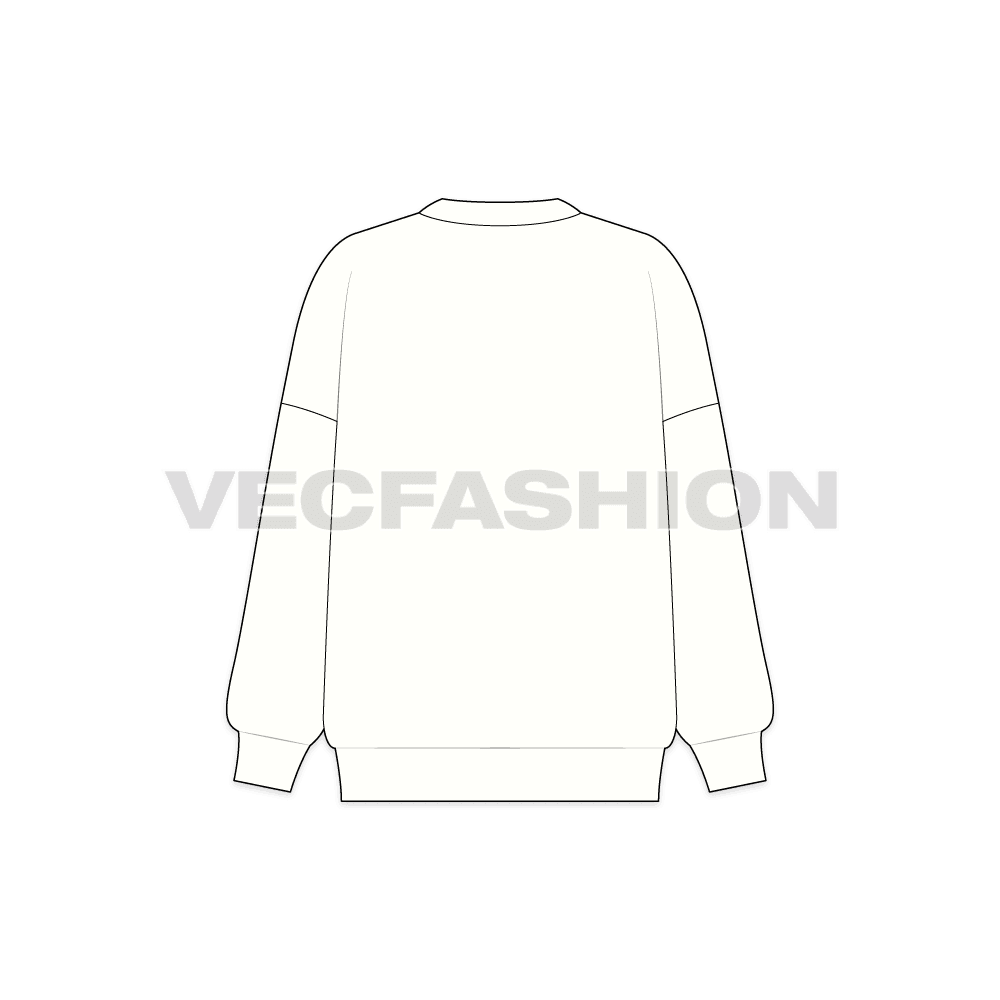 Womens winter oversized sweater flat sketch, back view
