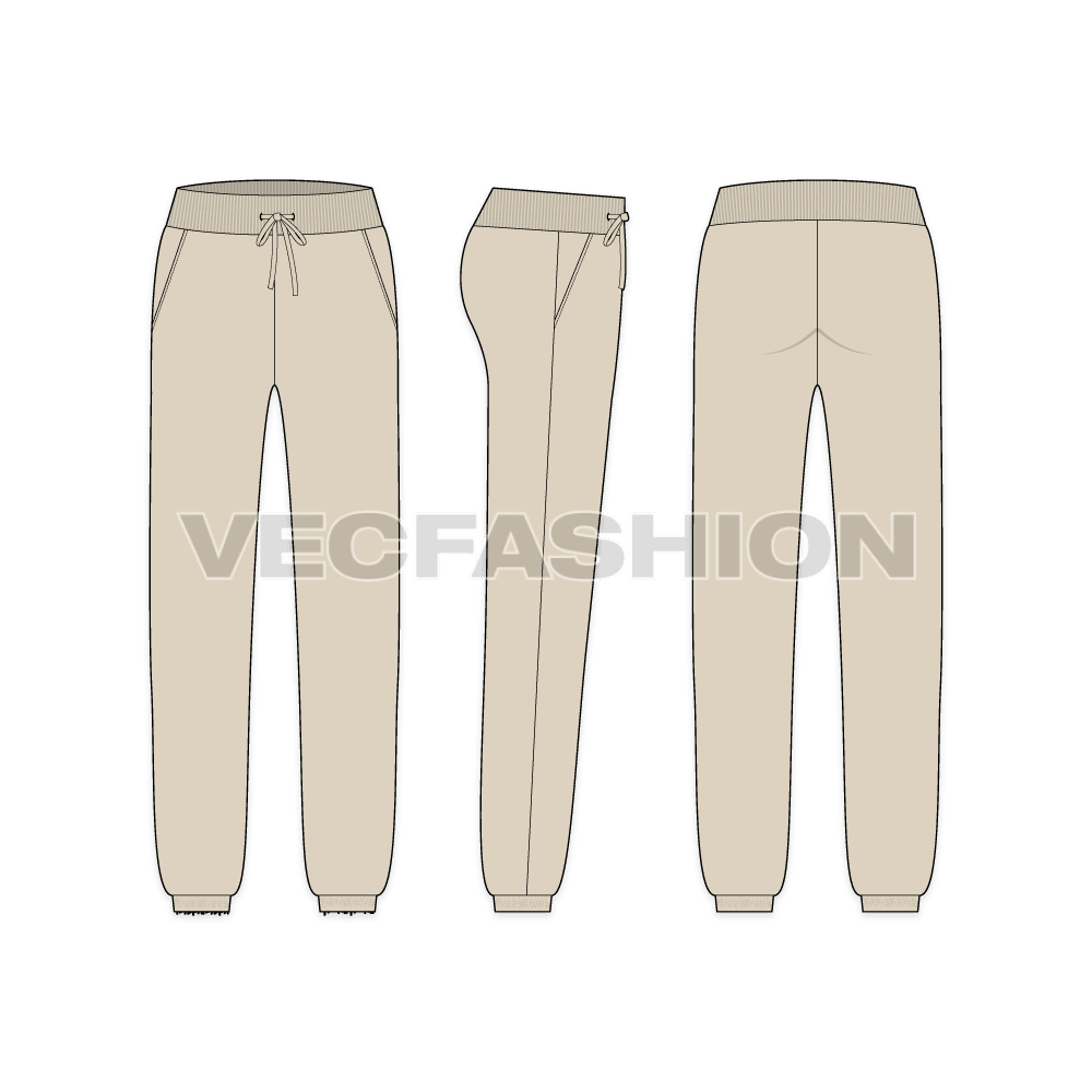 Womens winter oversized sweater flat sketch, jogger pants bottom