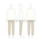 Womens winter oversized sweater flat sketch, croqui sketch