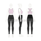 Women workout set flat sketch, on croqui