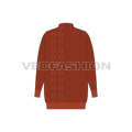 Womens cable knit sweater flat sketch, front view