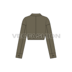 Womens Cropped Jacket flat sketch, back view
