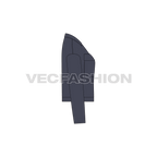 Womens denim overshirt flat sketch, side view