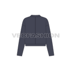 Womens denim overshirt flat sketch, back view