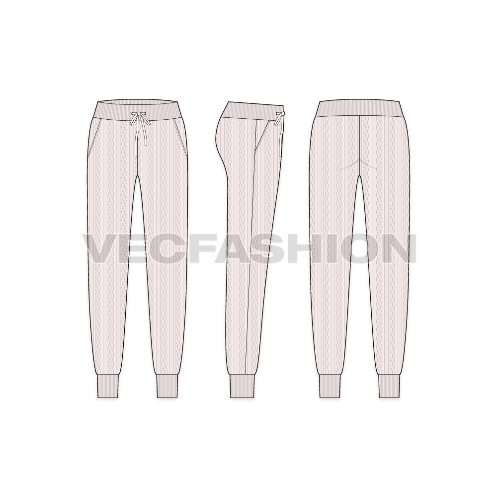 Womens fitted crop sweater flat sketch, matching bottom