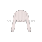 Womens fitted crop sweater flat sketch, back view