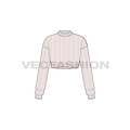 Womens fitted crop sweater flat sketch, front view