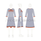 Womens kurti shirt dress flat sketch, croqui sketch