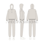 Womens oversized hoodie sweatsuit flat sketch, on croqui