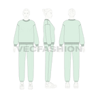 Womens oversized sweatsuit flat sketch, on croqui