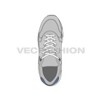 Womens running sneakers, light gray flat sketch, view 2