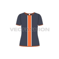 Womens sports tee flat sketch, front view