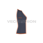Womens sports tee flat sketch, side view