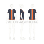 Womens sports tee flat sketch, croqui sketch