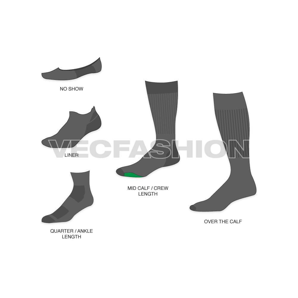 5 most common socks flat sketch