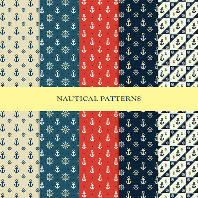 Set of 5 Nautical Inspired Repeat Patterns
