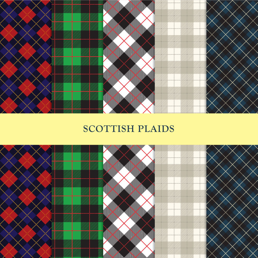 Set of 5 Scottish Plaid Patterns