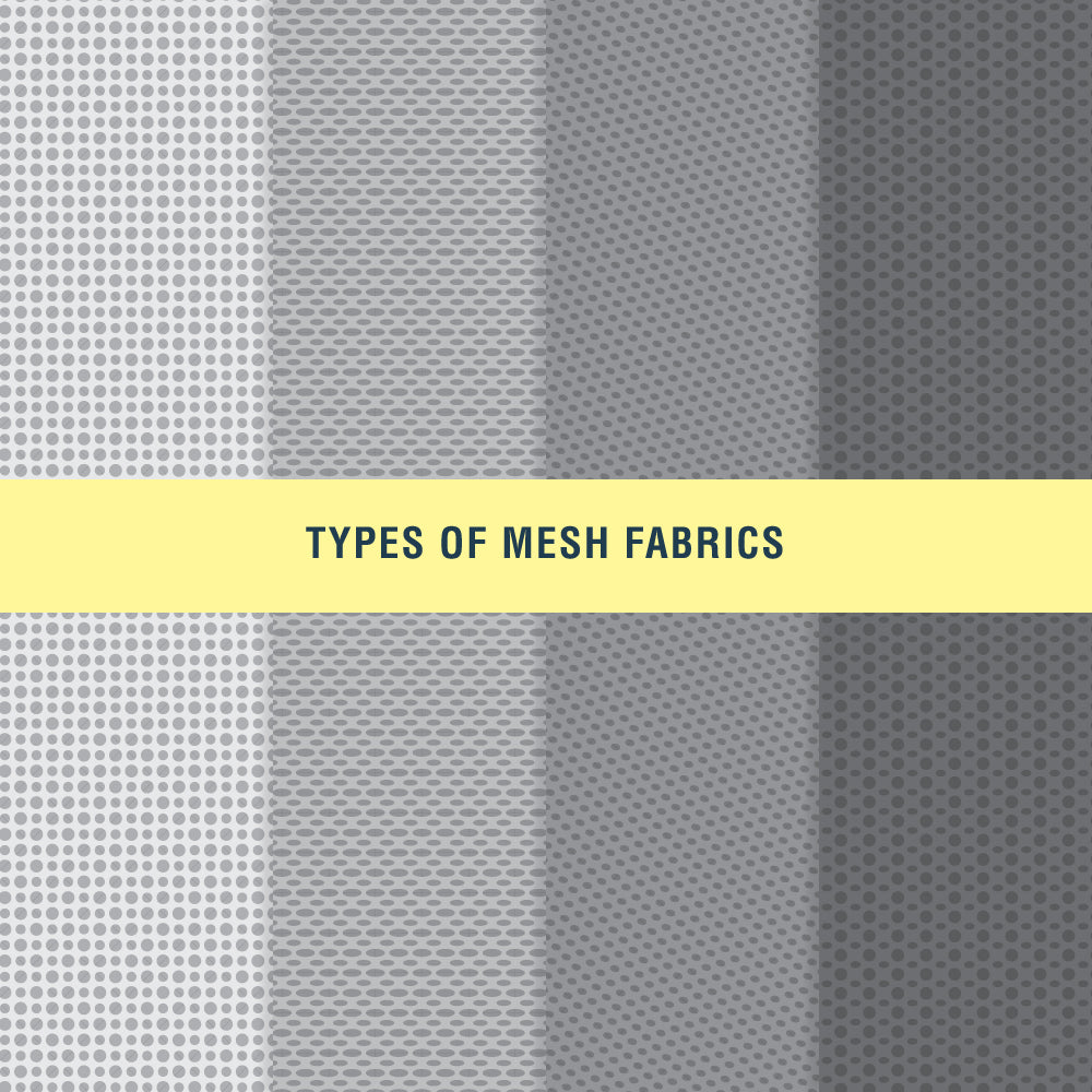 Types of mesh fabrics flat sketch, view 1