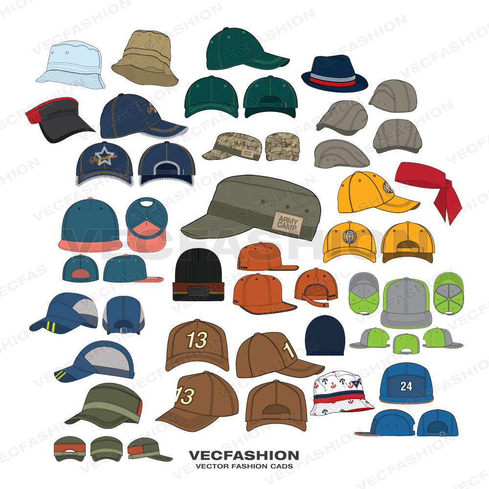 Bags, Accessories & Headwear Bundle flat sketch, view 2