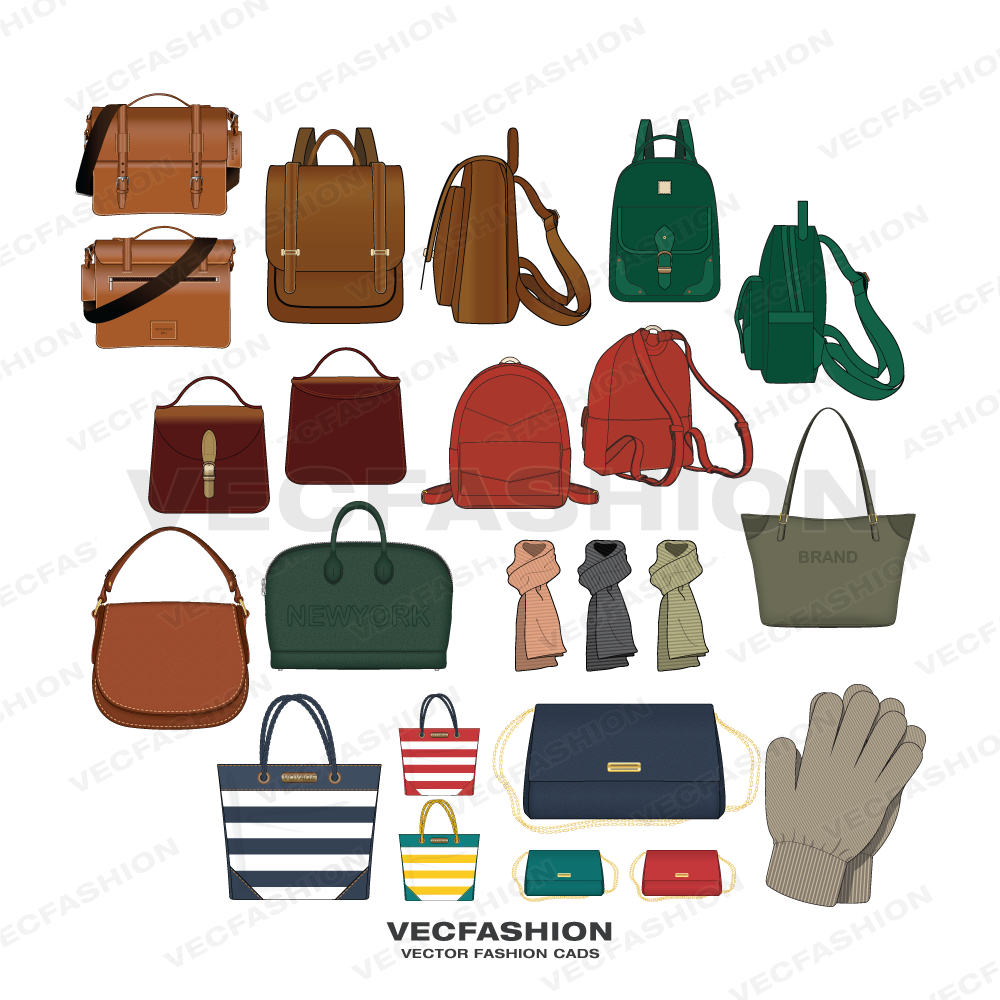 Bags, Accessories & Headwear Bundle flat sketch, view 3