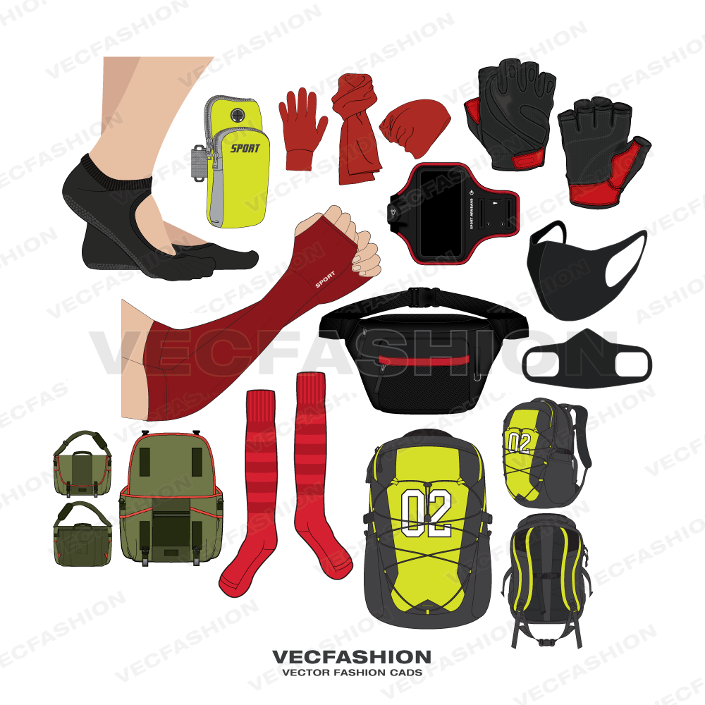 Bags, Accessories & Headwear Bundle flat sketch, view 5