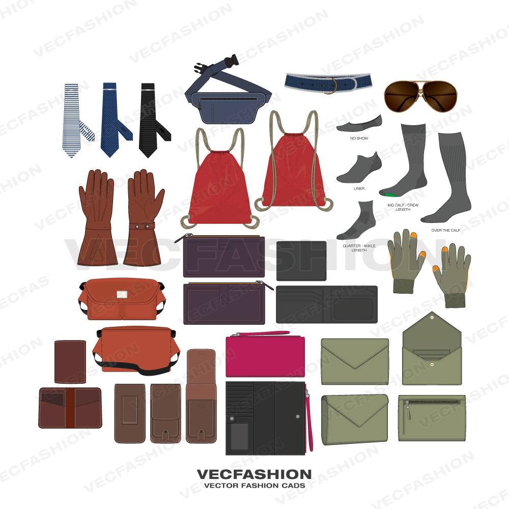 Bags, Accessories & Headwear Bundle flat sketch, view 4